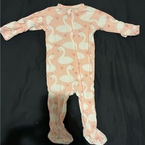 Pink Swan Print baby sweet bamboo footsie.